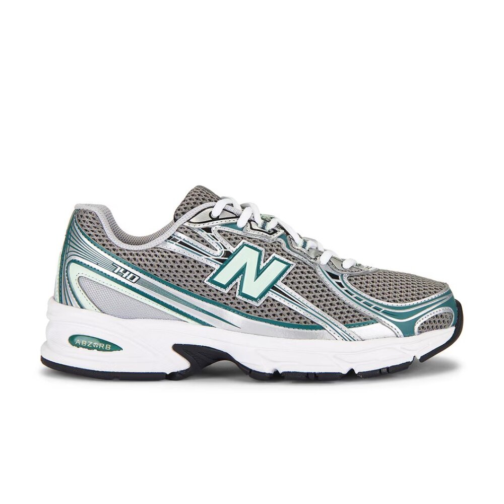 NEW New Balance 740 Sneakers in Silver Metallic with Sea Salt and New Spruce